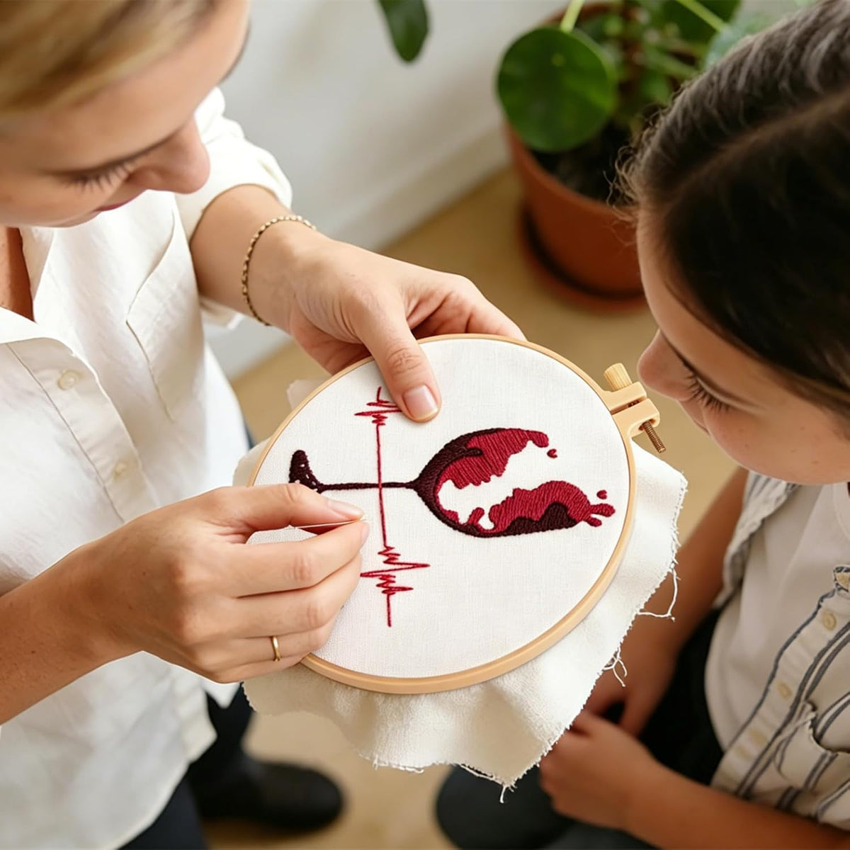 Couple Embroidery Kits for Beginners Adults, Abstract Face Embroidery