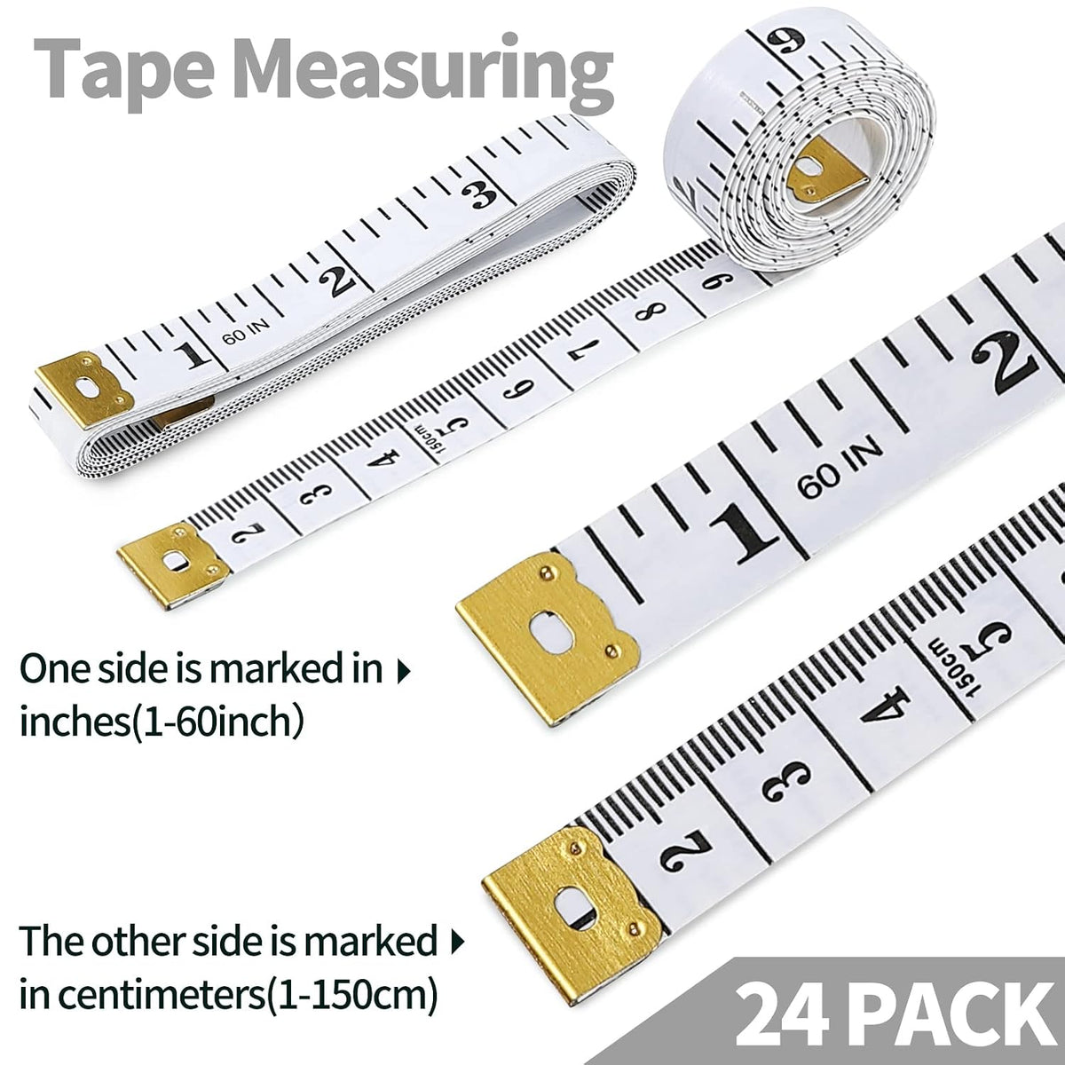 FF Elaine 24 Pcs Double-Scale 60-Inch/150cm Soft Tape Measure Ruler