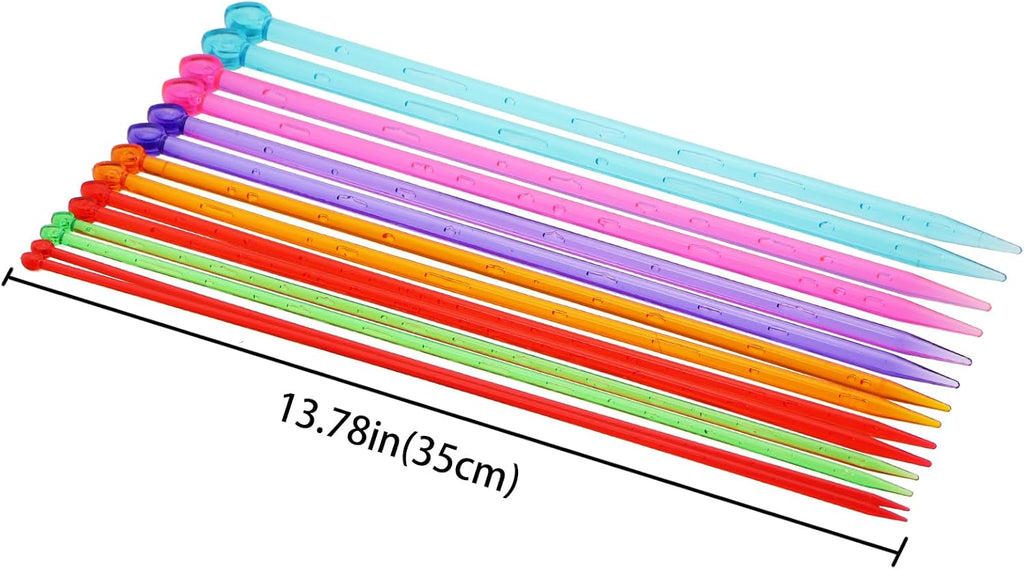 Caishun 14PCS Multicolor Plastic Crystal Needles 36cm Colorful Acrylic