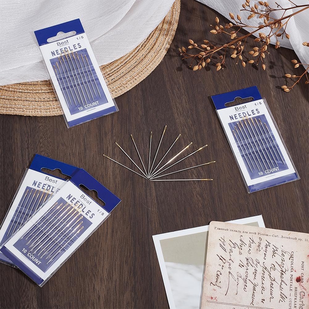 FREEBLOSS 50Pcs Sashiko Needles 4 Sizes Sashiko Hand Sewing Needles