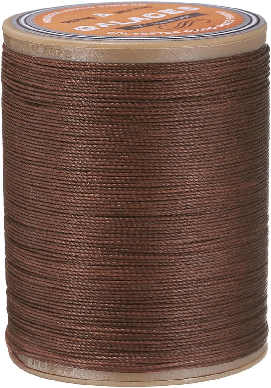 uxcell Round Leather Sewing Waxed Thread 220m/240 Yards 420D Dark