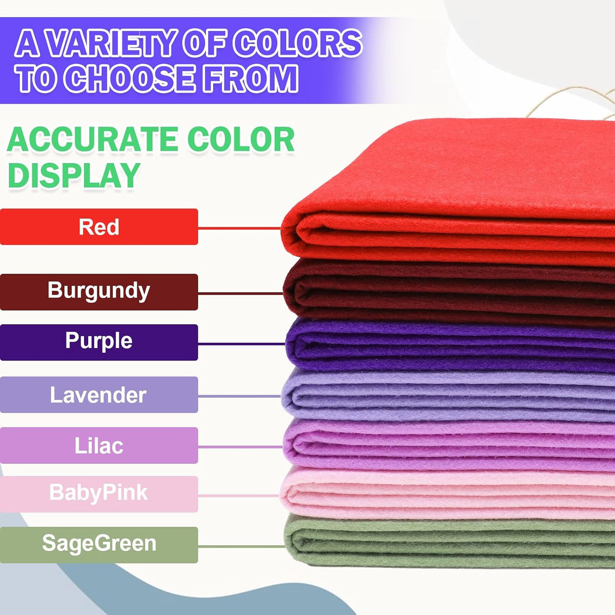 XSEINO Lavender Large Felt Fabric 72" X 36 "(2 Square Yards), 1.4 mm