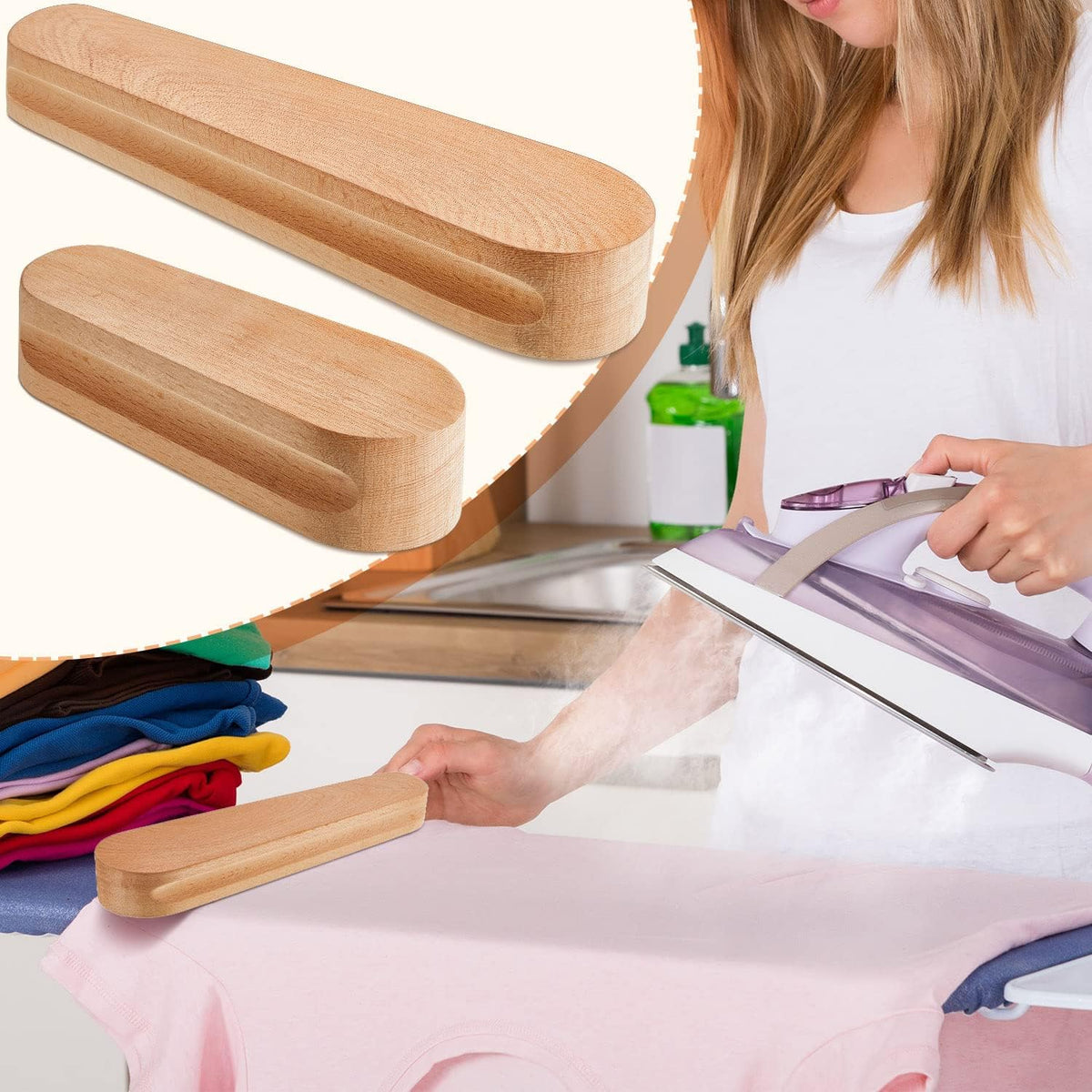 2 Pcs Beech Wood Tailors Clapper Wooden Clapper Sewing Tool Steam Iron