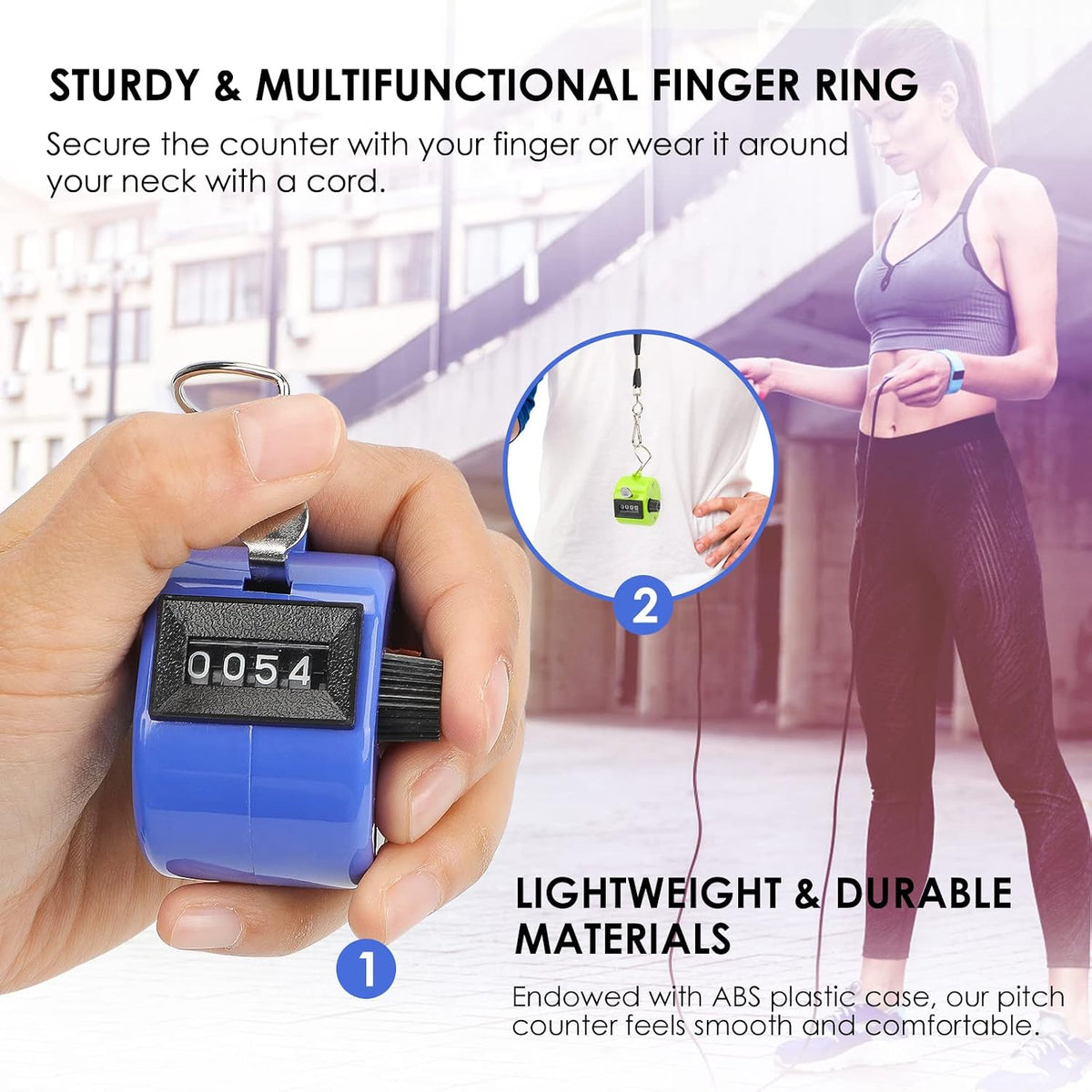 KTRIO Handheld Tally Counter, 4-Digit Mechanical Clicker