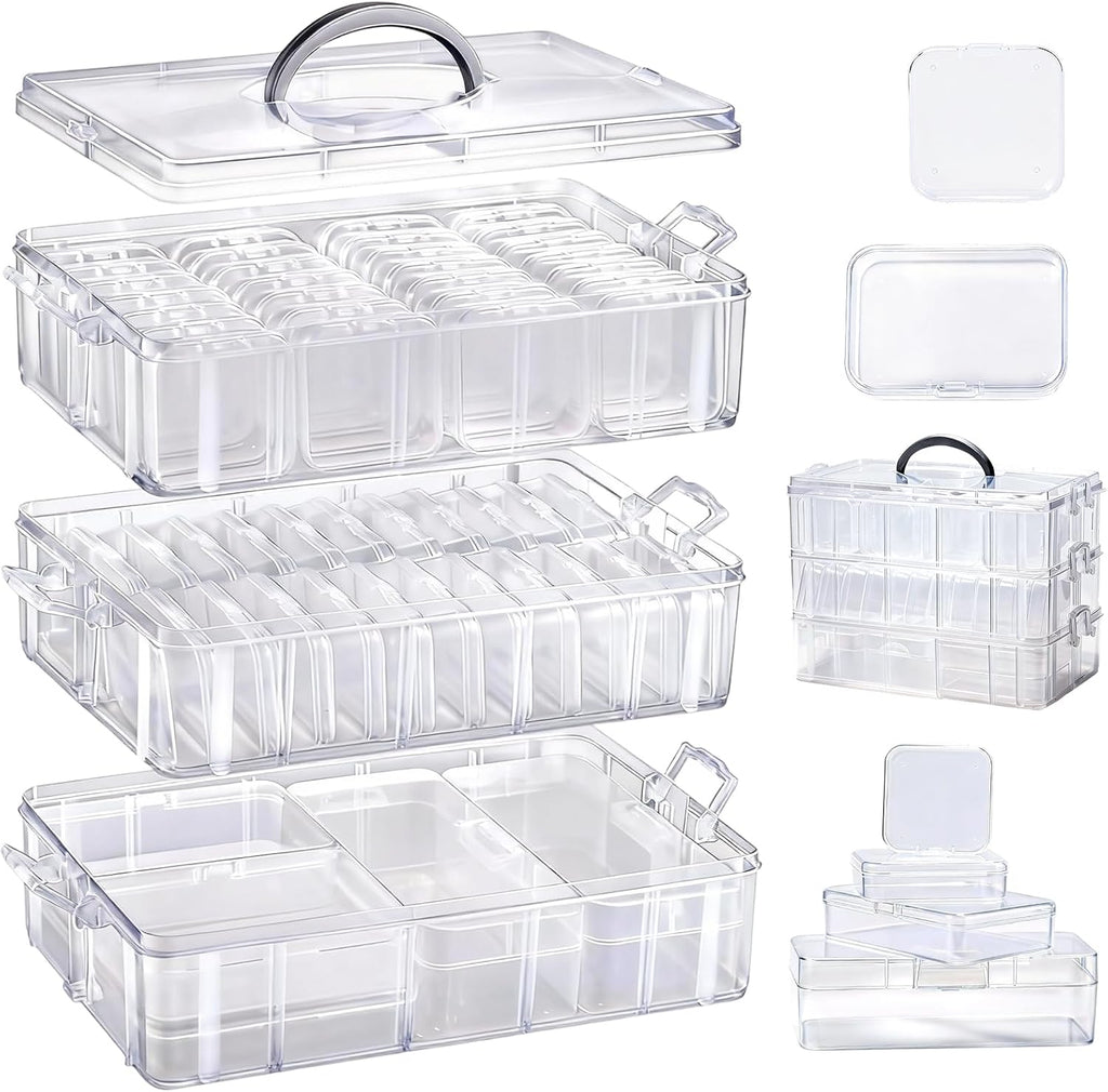 Bead Containers Storage Box for Art Craft Storage,3-Tier Stackable