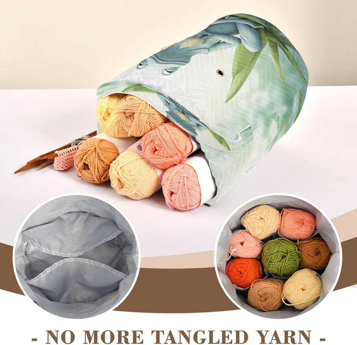 YETTASBIN Frog Yarn Storage Bag, Large Crochet Knitting Bag Organizer
