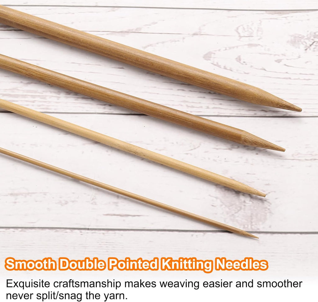 HARFINGTON 5Pcs Bamboo Knitting Needles Double Pointed Size US 6(4mm)