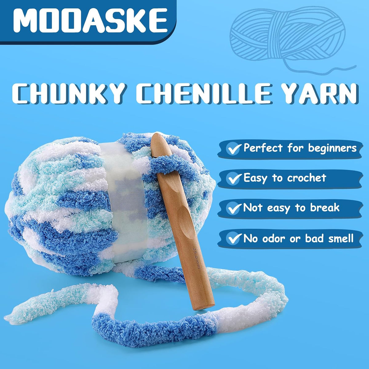 8 Pcs Chunky Yarn for Hand Knitting - Chunky Chenille Yarn for