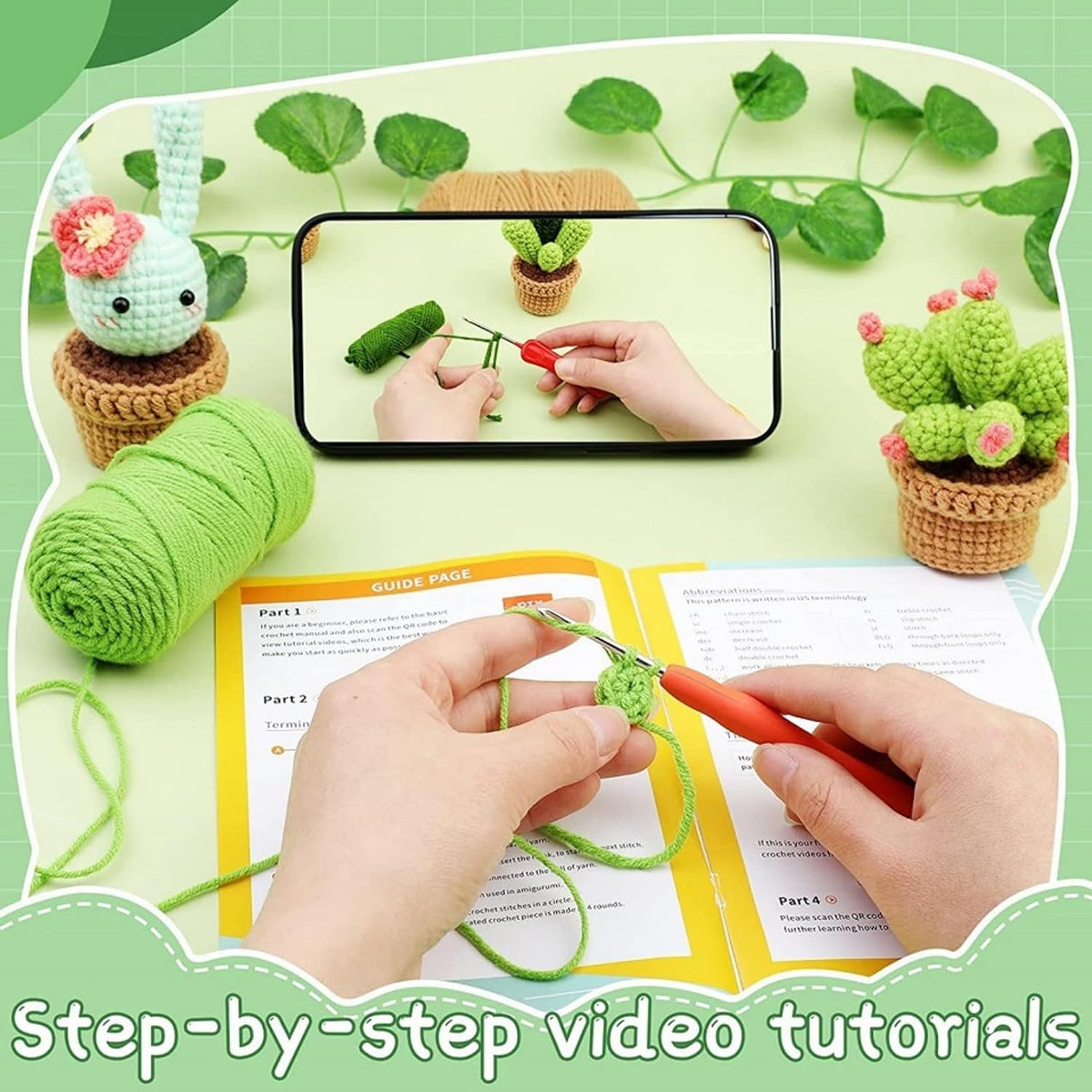 Youhitec Cactus Crochet Kit for Beginners DIY Craft Decorate Crochet
