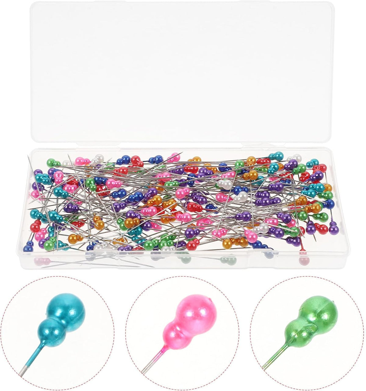 Pearl Head Straight Pins 200pcs with Storage Box