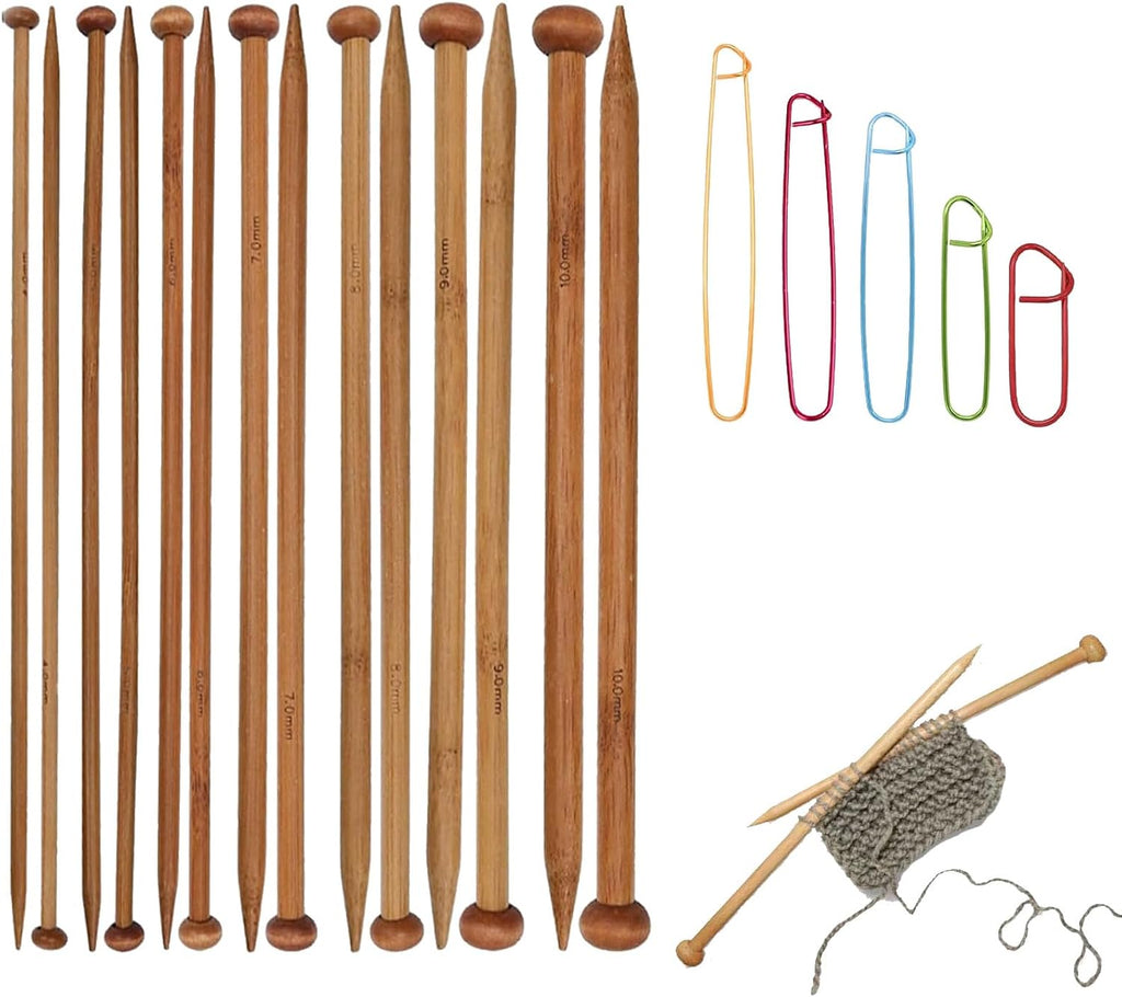 7 Pairs Wooden Knitting Needles,Bamboo Knitting Needles