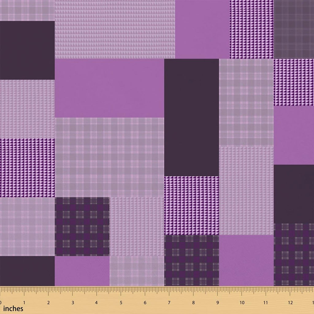 jejeloiu Purple Plaid Cotton Fabric 1 Yard