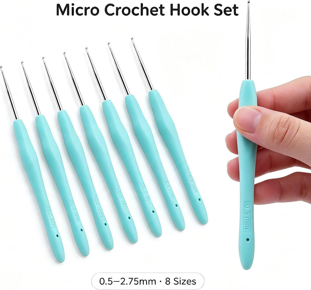 6Pcs Small Size Crochet Hooks,0.5Mm Micro Needles | Steel Lace