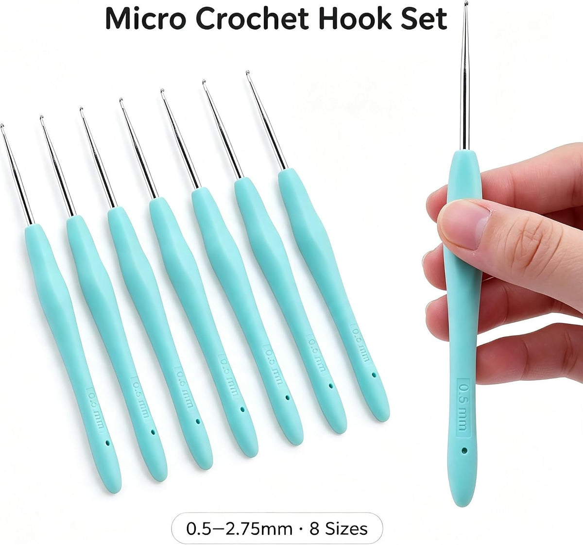 6Pcs Small Size Crochet Hooks,0.5Mm Micro Needles | Steel Lace