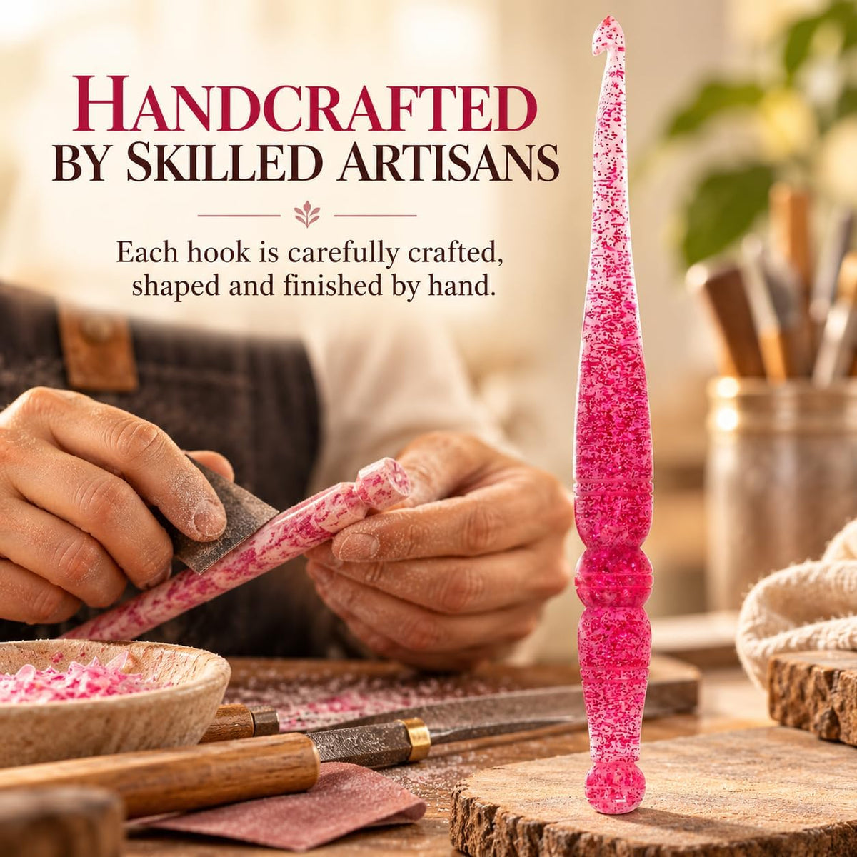 Ommi Ergonomic Handle Crochet Hooks | Handcrafted 7’’ Crochet Hook