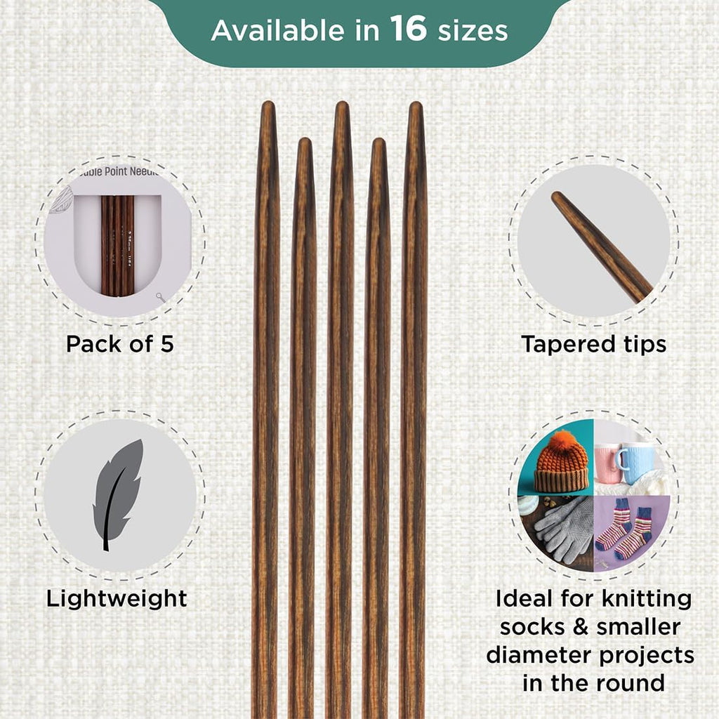 KnitPro Ginger Double Pointed Needles 6" (15cm) | US Size 1 (2.25mm)
