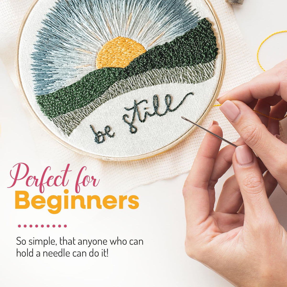 Elly & Grace Christian Embroidery Kit with Embroidery Hoop, Easy