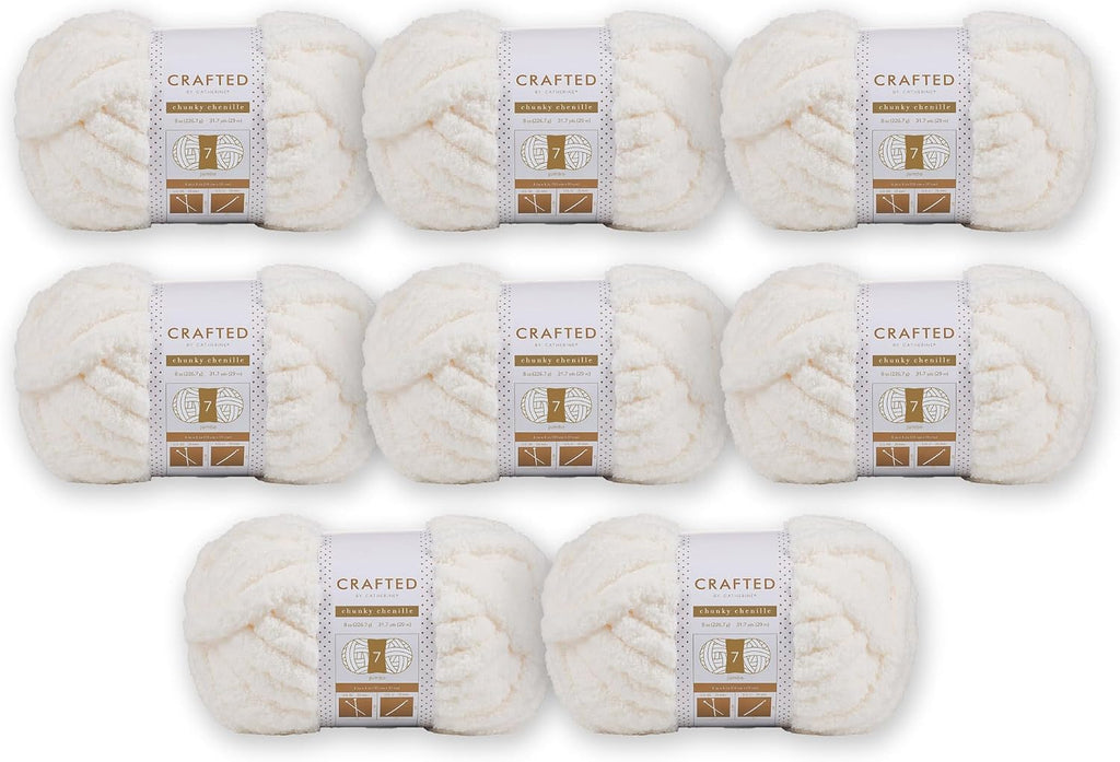 Chunky Chenille Yarn for Knitting & Crocheting - 8 Pack