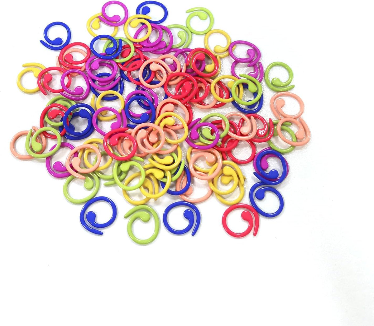 90Pcs Spiral Metal Colorful Crochet Stitch Markers,Metal Stitch