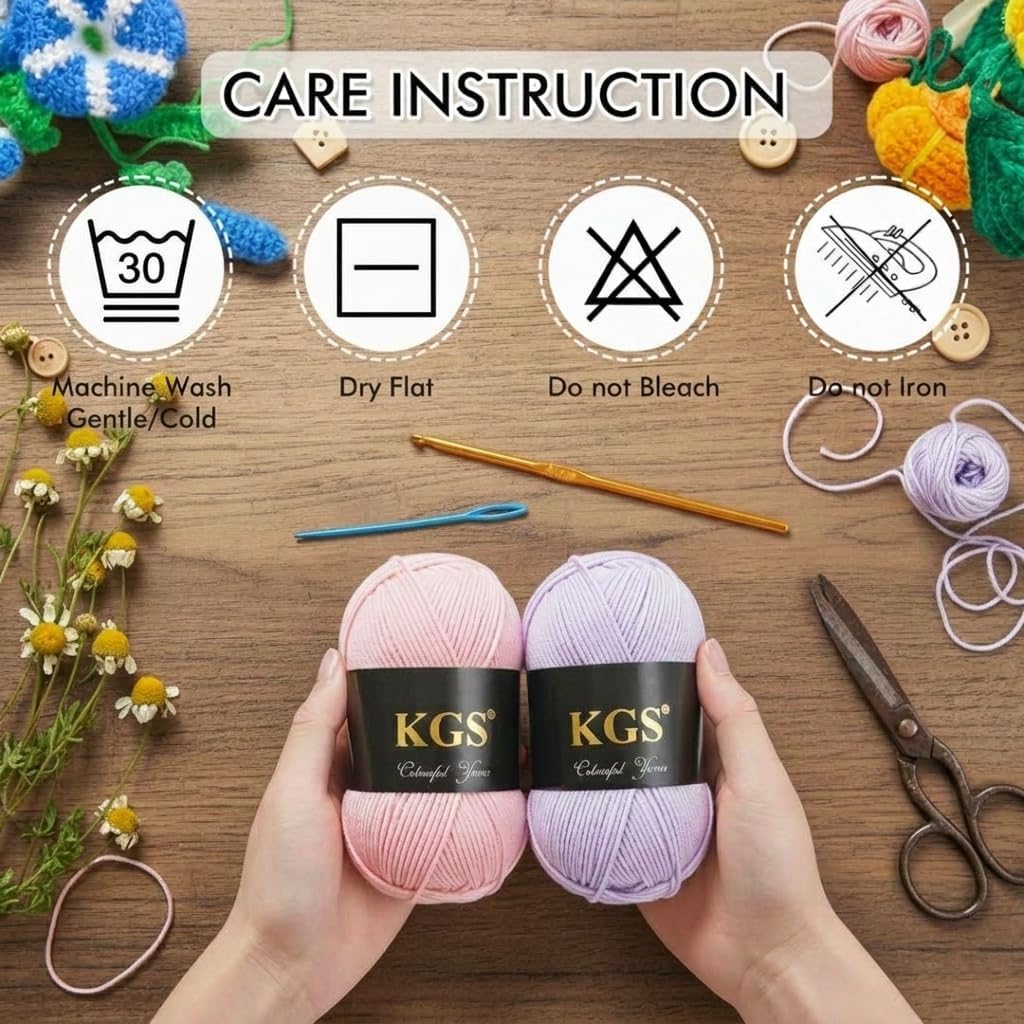 KGS Acrylic Yarn Pack | Soft Acrylic Knitting Yarn | 4 × 50g Skeins