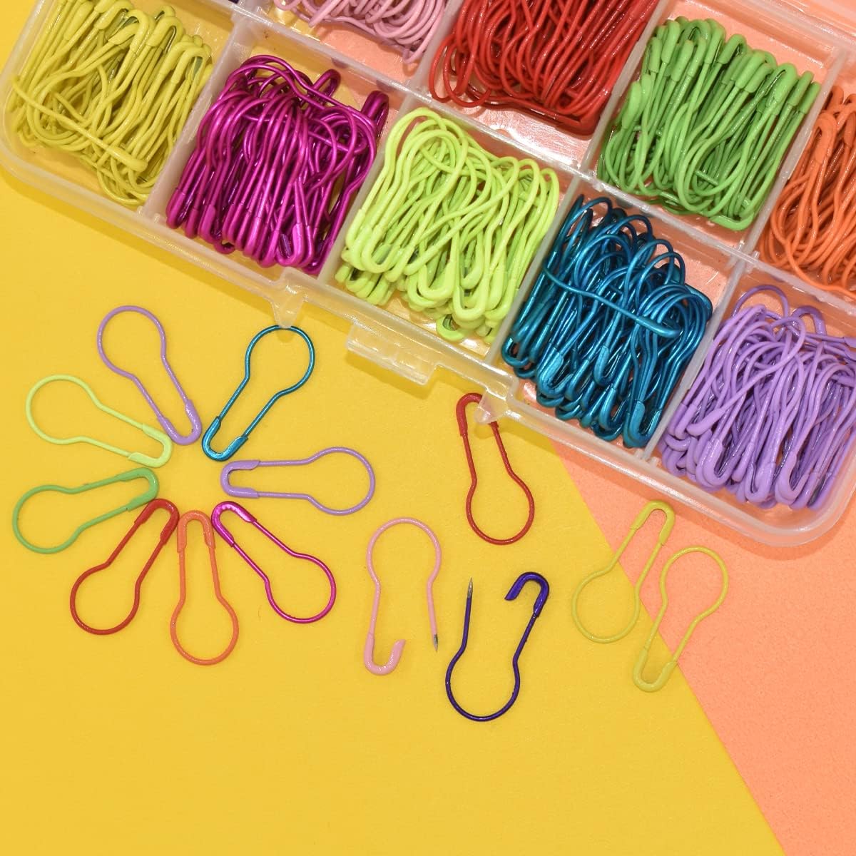 500 Pieces Safety Gourd Bulb Metal Pins 0.85"/ 22mm 10 Colors for