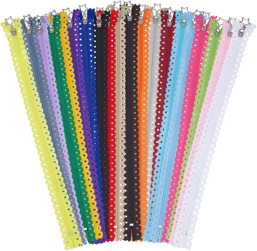 CABODYALS 20Pcs Assorted Color Zippers Nylon Invisible Colorful Mixed
