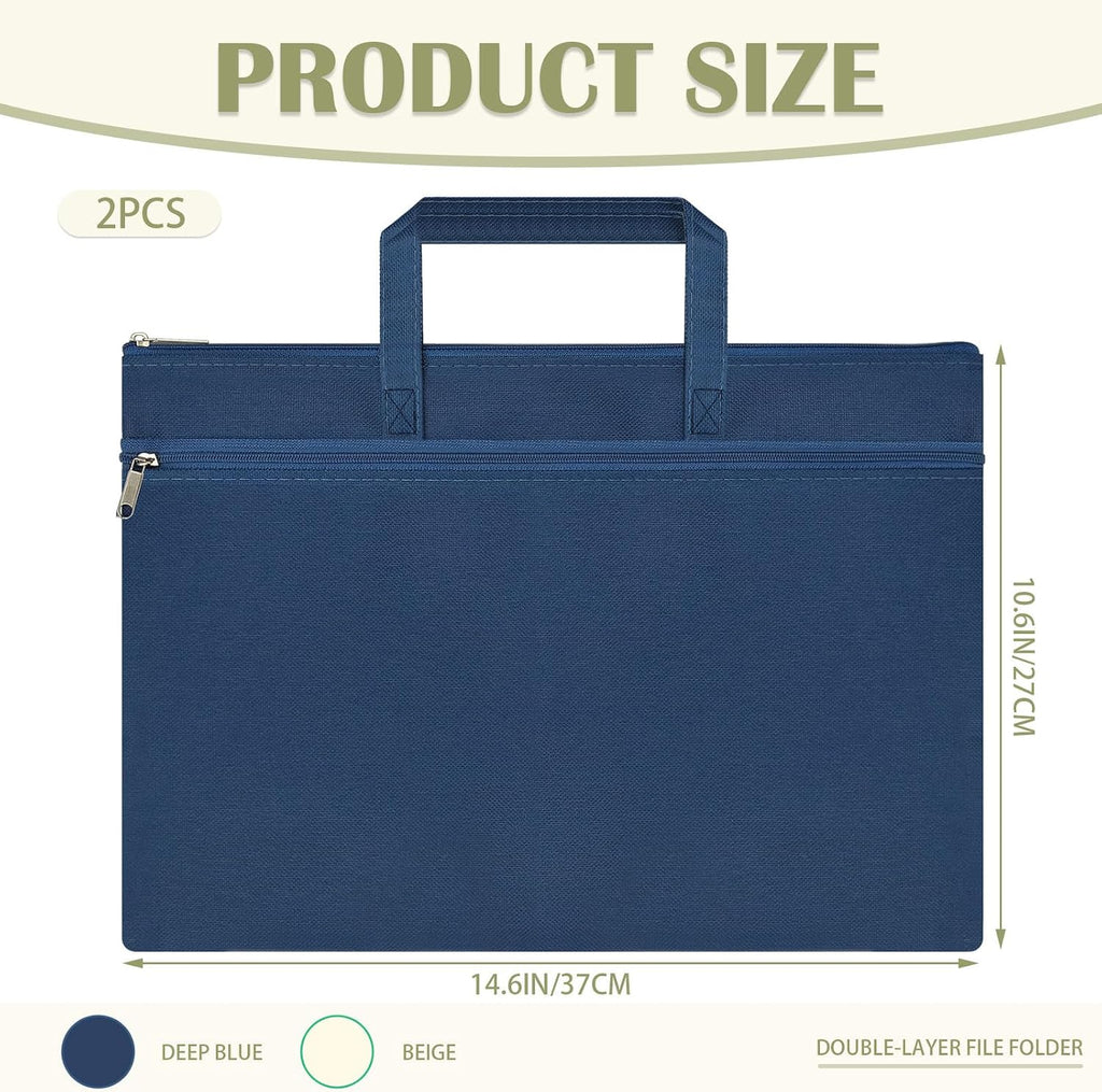 2 Pack 14.6x10.6in Large Zipper Pouch with Handle, 2 Pocket Waterproof