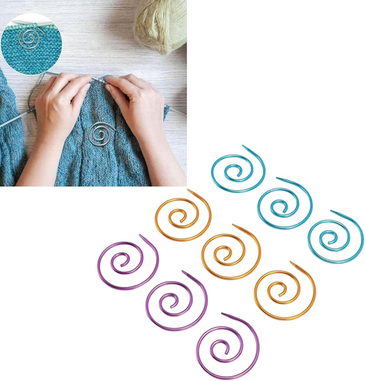 Spiral Cable Knitting Needles Set, 9PCS Metal Circular Needles with