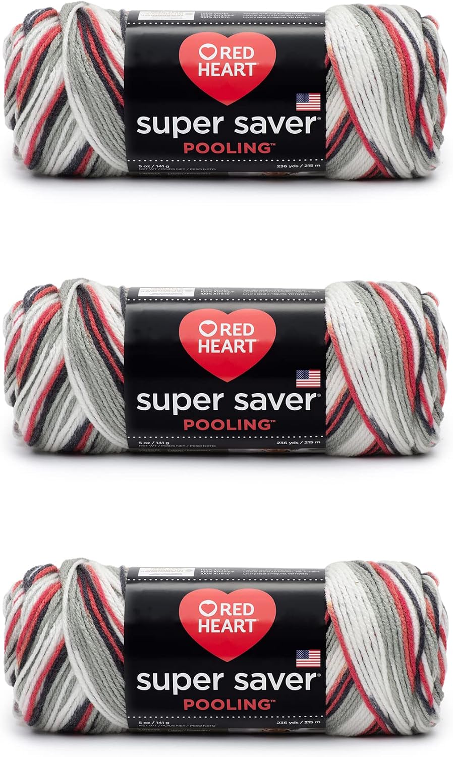 Red Heart Super Saver Haute Yarn - 3 Pack of 141g/5oz - Acrylic - 4