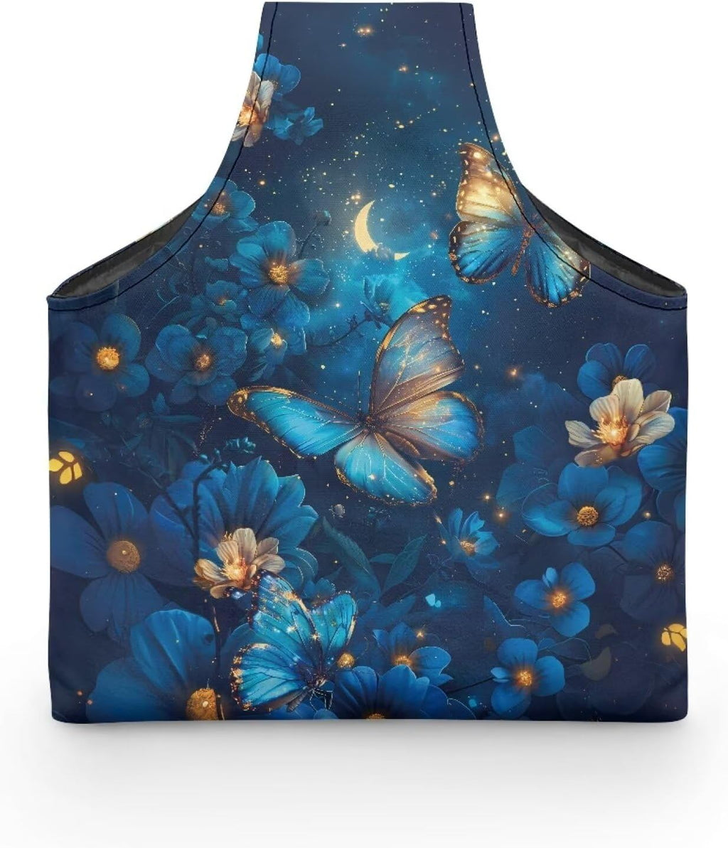 Snilety Blue Butterfly Embroidery Project Carrying Bag Portable