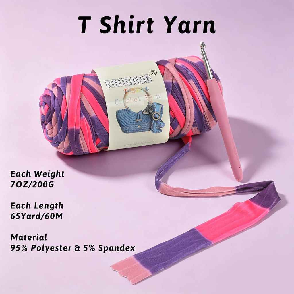2 Pack T Shirt Yarn for Crocheting, 400g/130Yds Tshirt Yarn for