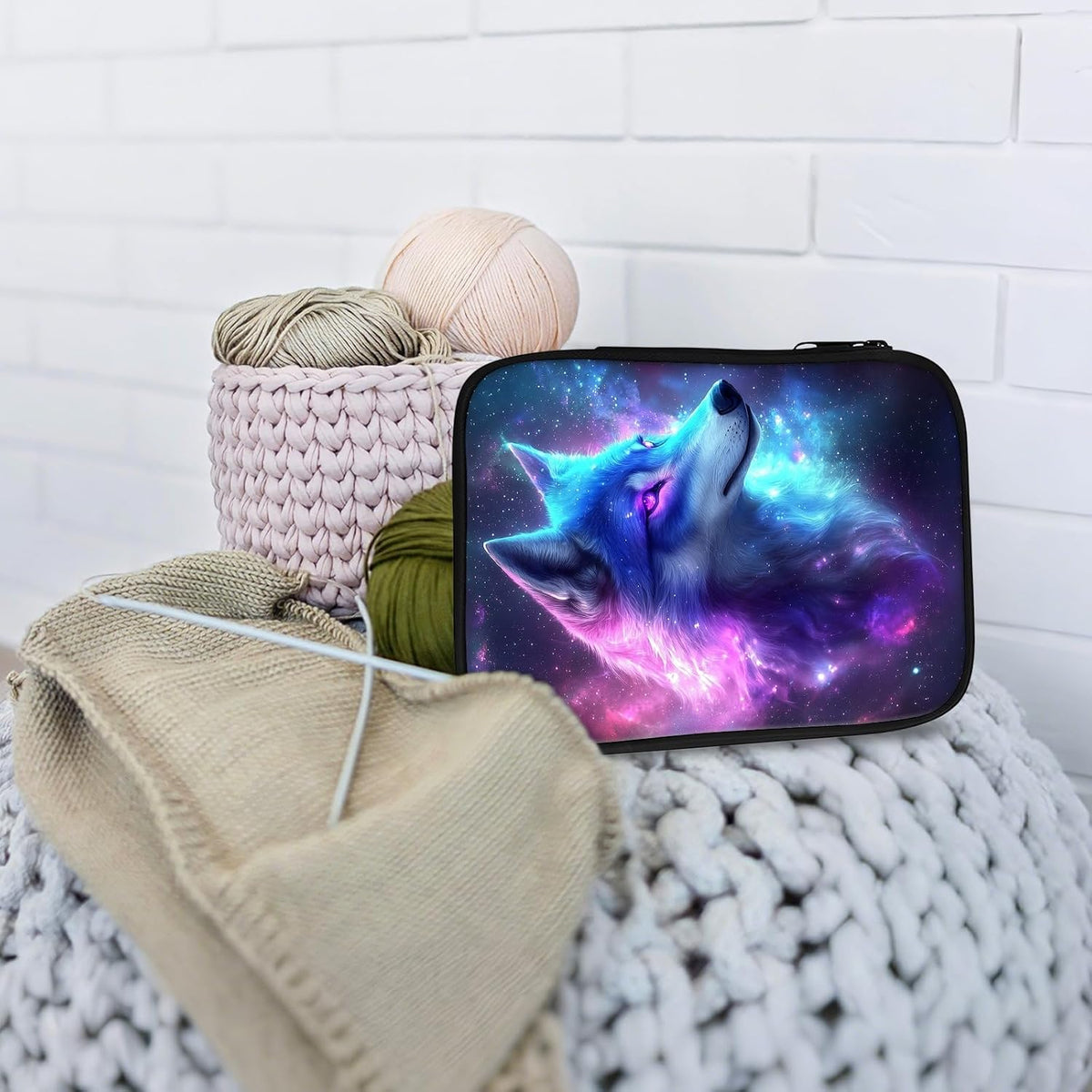 Cdkfxjy Empty Crochet Hook Case, Galaxy Wolf