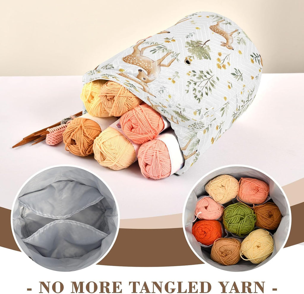 YETTASBIN Deer Yarn Storage Bag, Large Crochet Knitting Bag Organizer