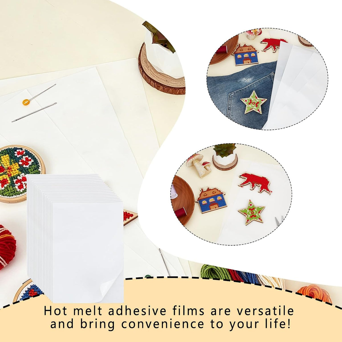 20Pcs Double Sided Iron On Adhesive Sheets, 7.8 x 11.8 Inch