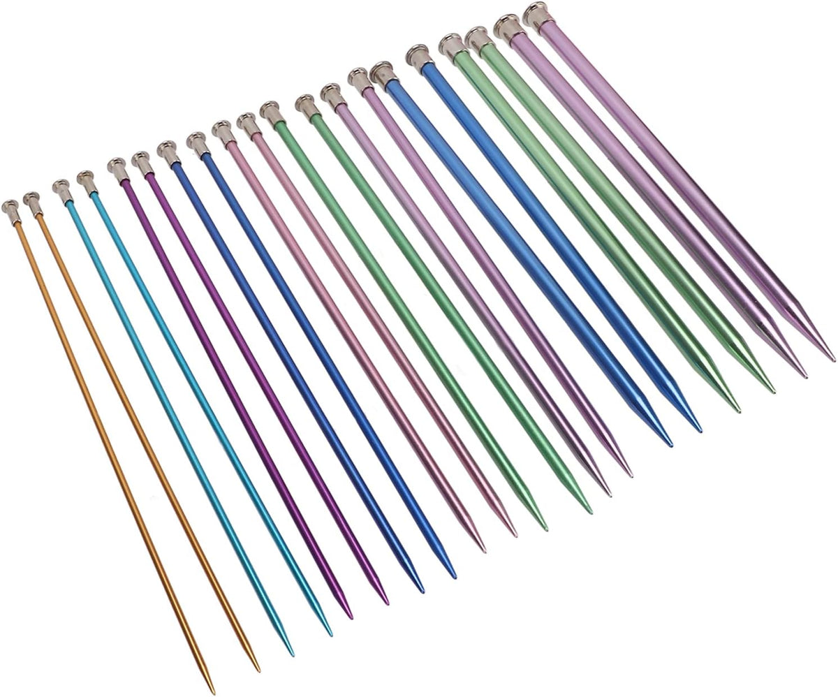 Knitting Needle, 20Pcs Single Pointed Knitting Needles Aluminum DIY