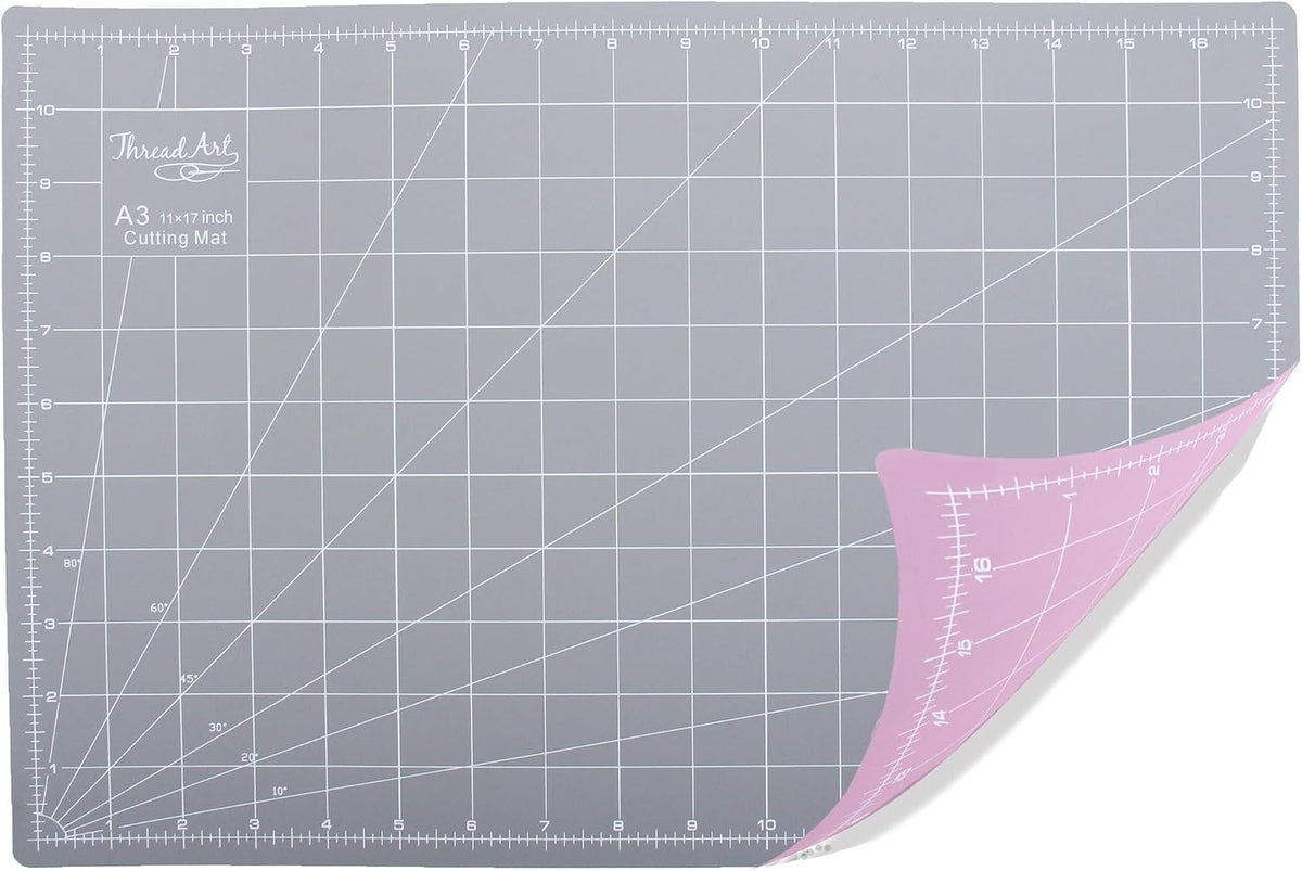 Threadart Pink/Grey 17x11 Self Healing Rotary Cutting Mat - A3 5-Ply