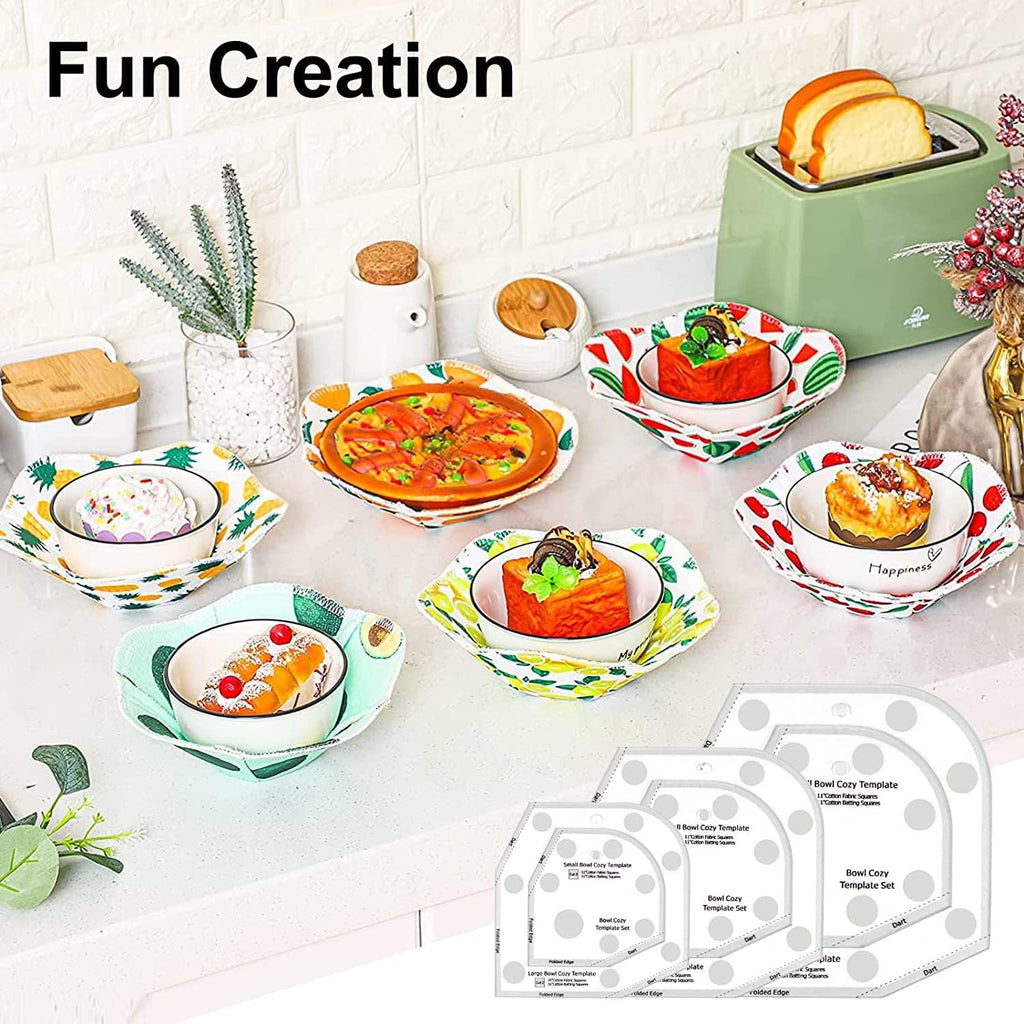 Bowl Cozy Template Cutting Ruler Set, 3Pcs Acrylic Transparent