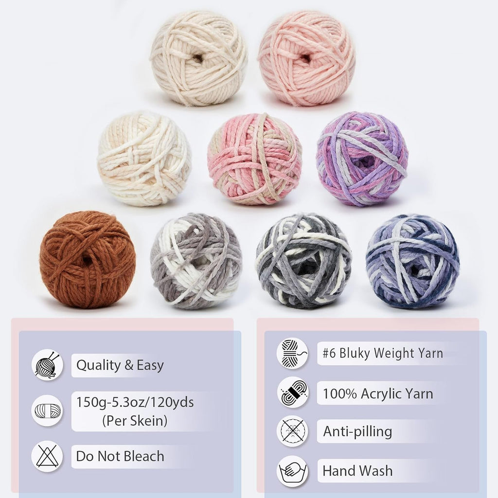 NICEEC 3 Skeins Bulky Acrylic Yarn 360 yds/16oz - Light Pink