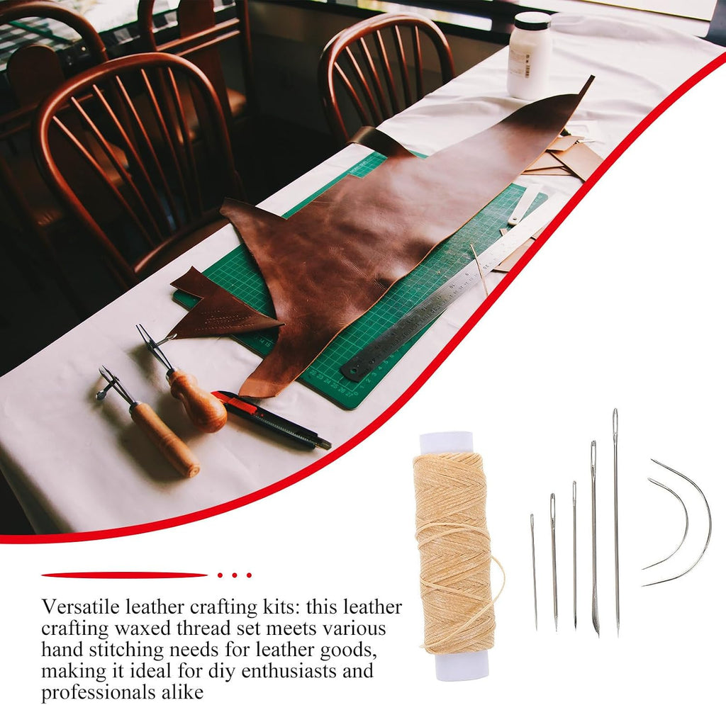 Waxed Thread Leather Sewing Kit for DIY Crafters with Needles
