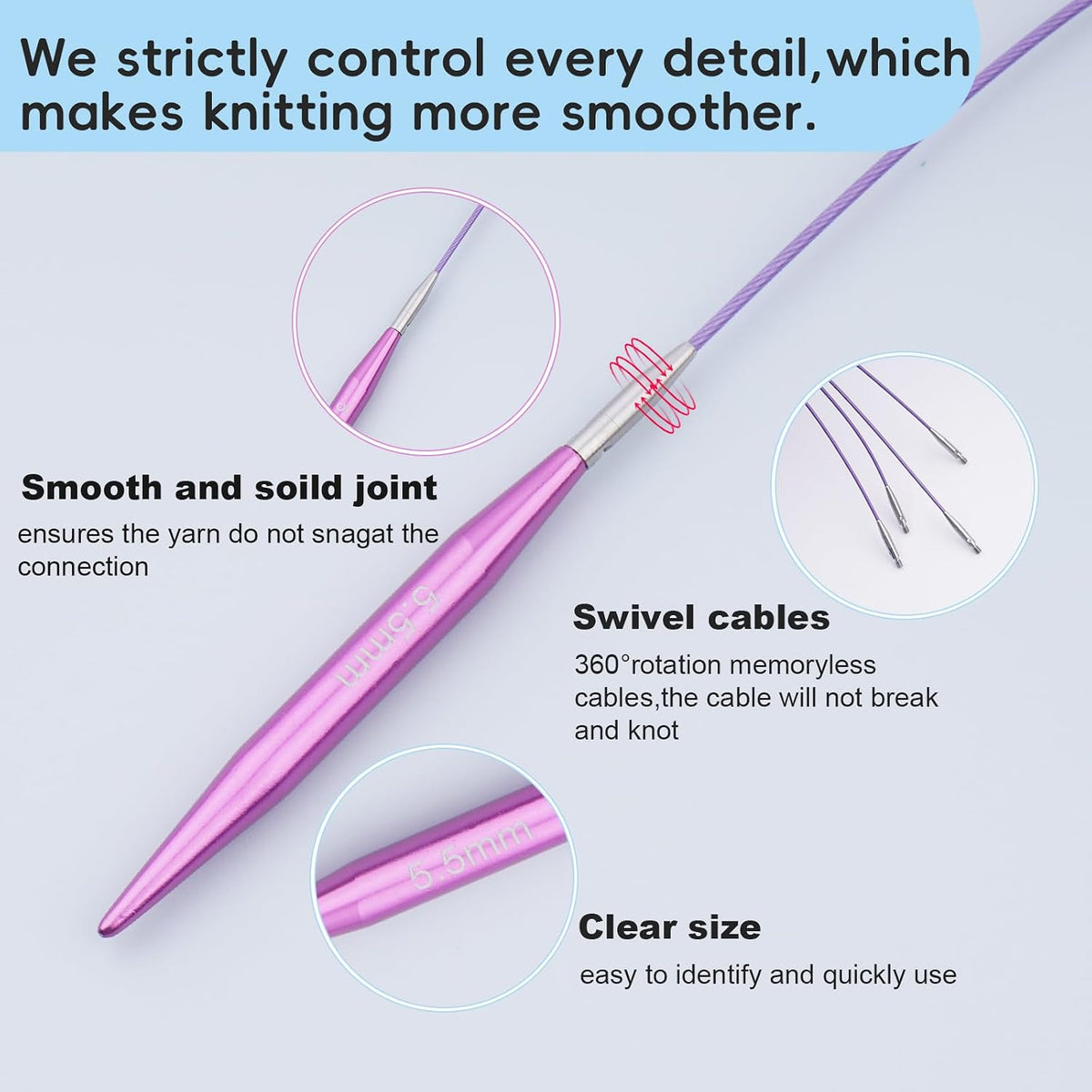 Hobekoee 2-Inch Short Interchangeable Circular Knitting Needles Set