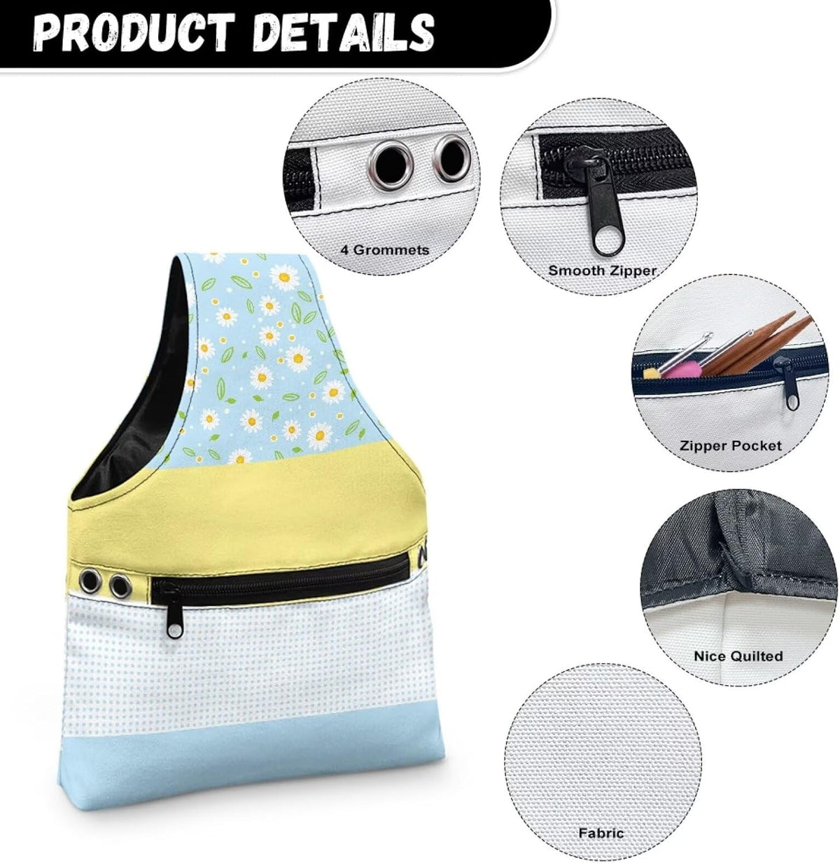 ZCFYGDX Fresh Daisy Patchwork Print Sewing Notions Organizer