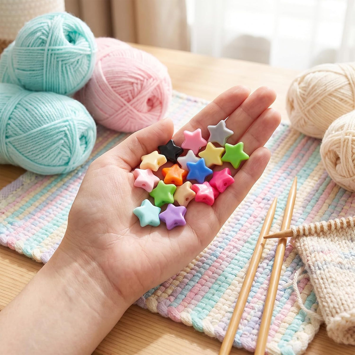 Xinjoduz 50 PCS Star Heart Knitting Needle Stoppers Fit 3mm-9mm