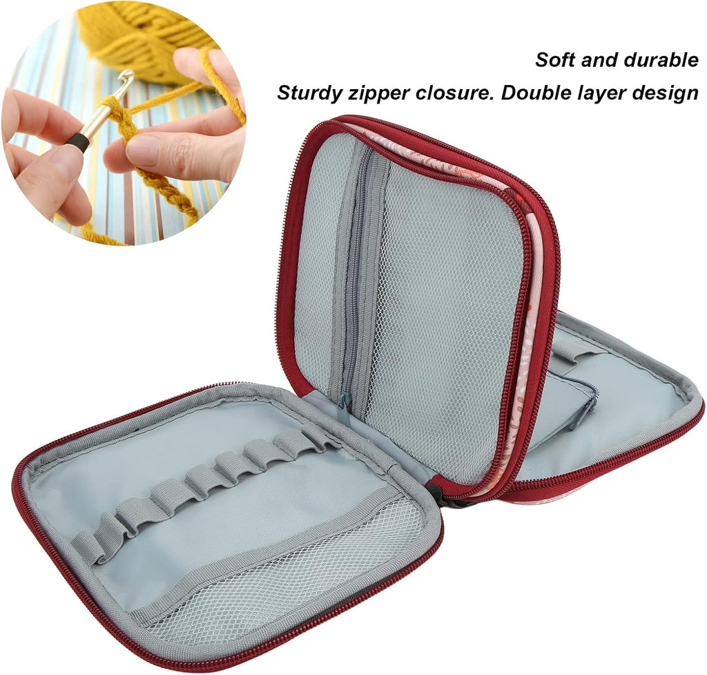 FLEXMAN Crochet Hook Case, Double Layer Handmade Knitting Tool Pouch
