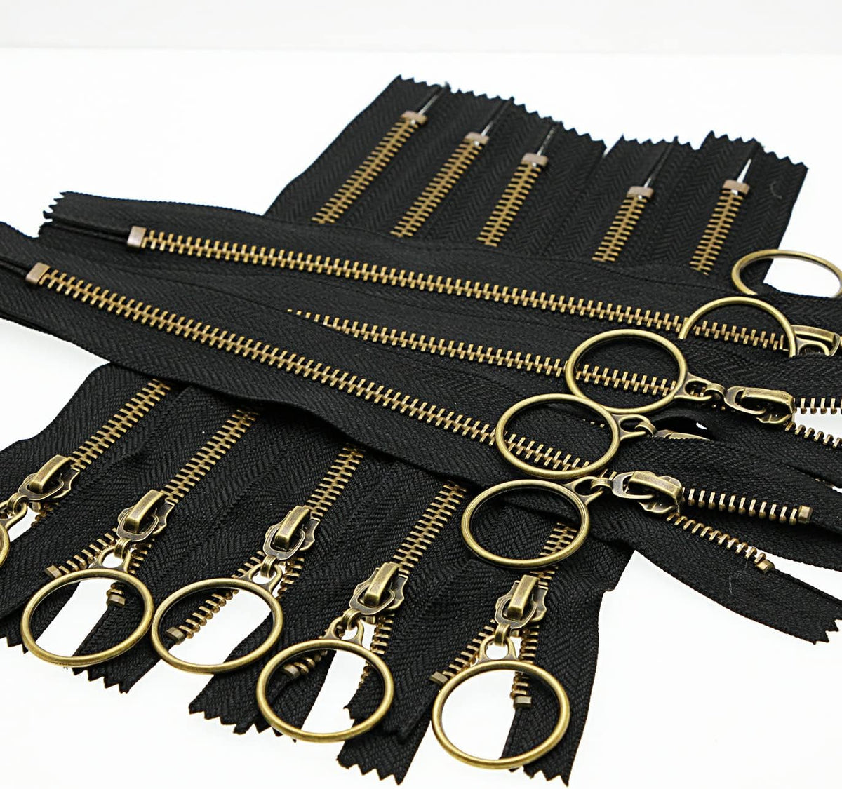 10PCS 9 inch Zipper (23cm) #5 Antique Brass Plated Metal Zippers Close