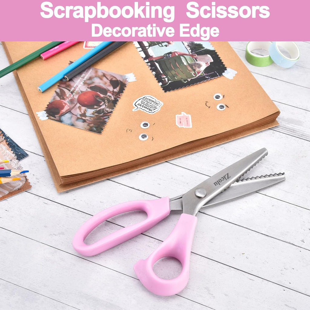 Zicolu Sewing Pinking Shears for Fabric Cutting, 9" Zig Zag Scissors