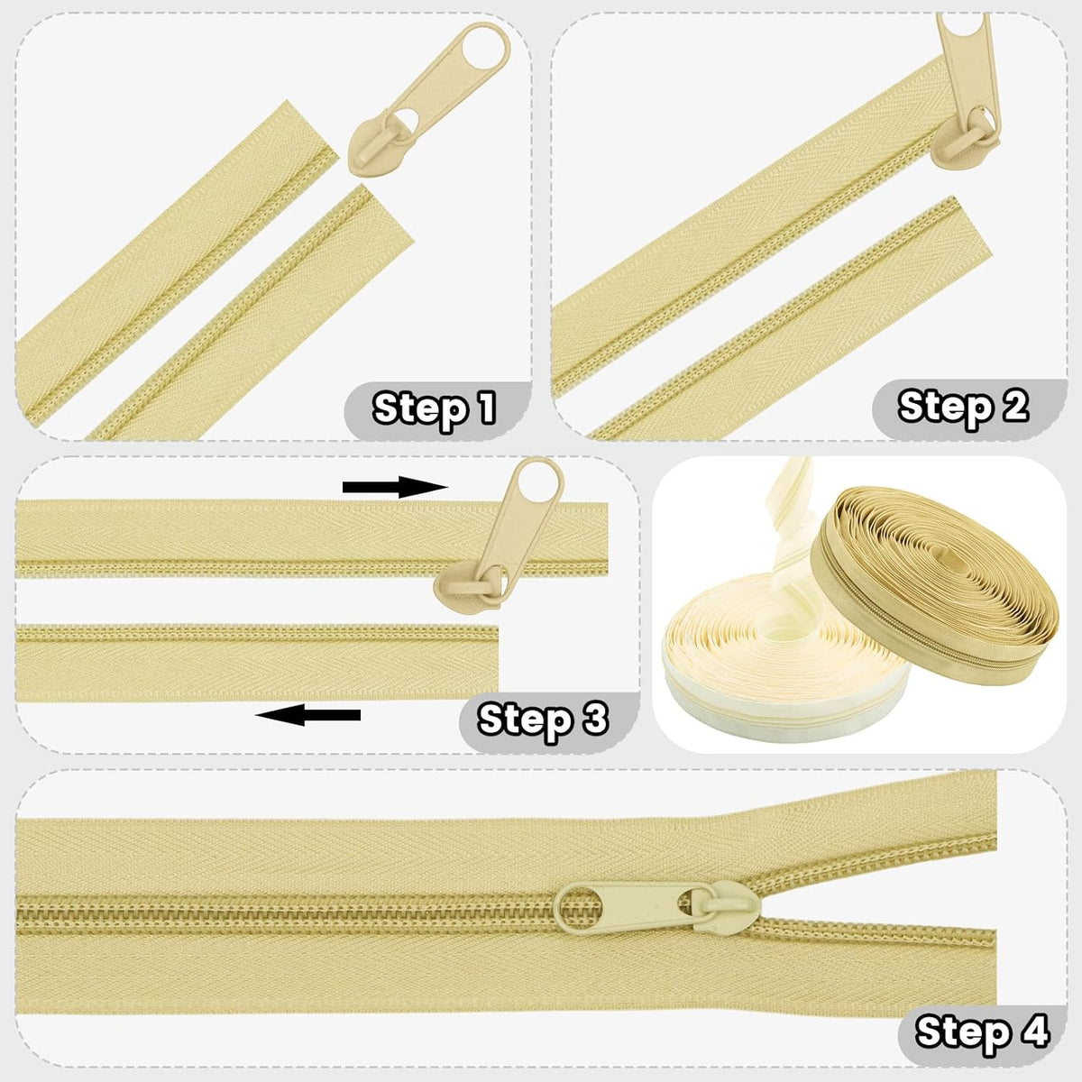 DOITEM Zipper by the Yard 10 Yards Bulk Zipper - (#5) Zippers, Nylon