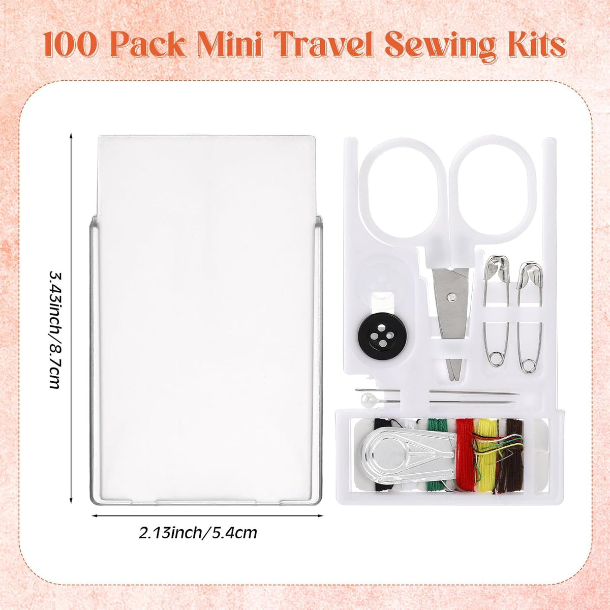 Knitgrip 100 Boxes Mini Sewing Kit, Small Travel Kit with Scissor