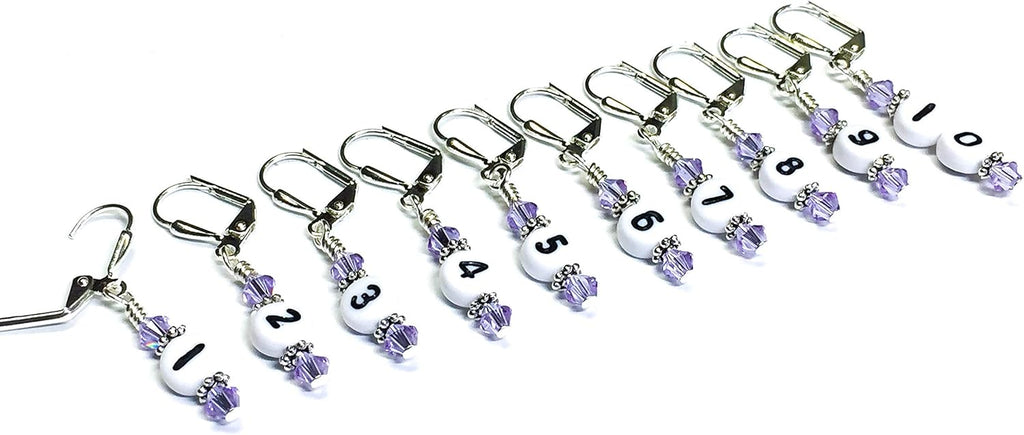 Numbered Stitch Marker Set For Knitting and Crochet- Lilac
