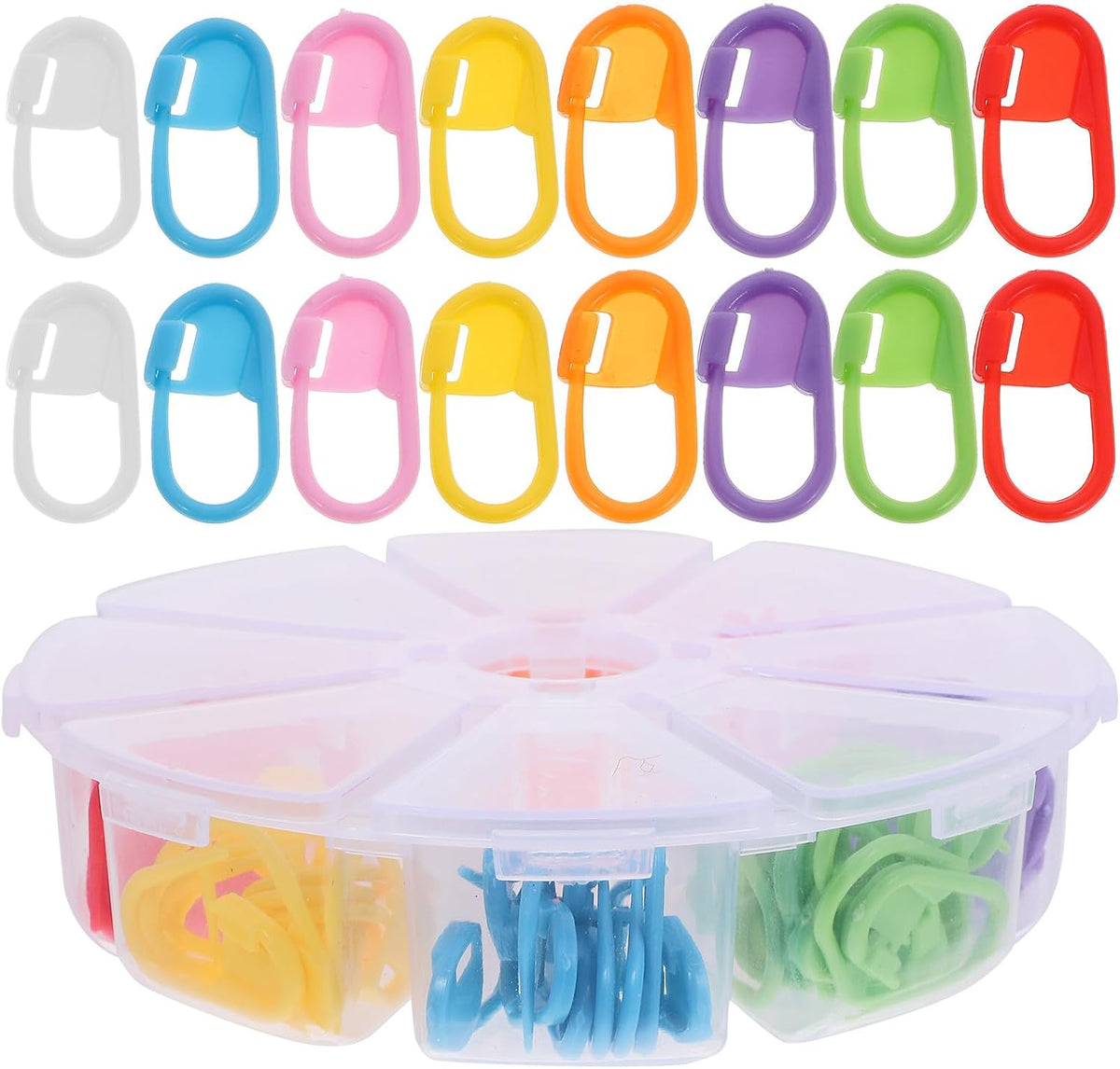 NUOBESTY 1 Box Colored Plastic Stitch Markers, Compact Set