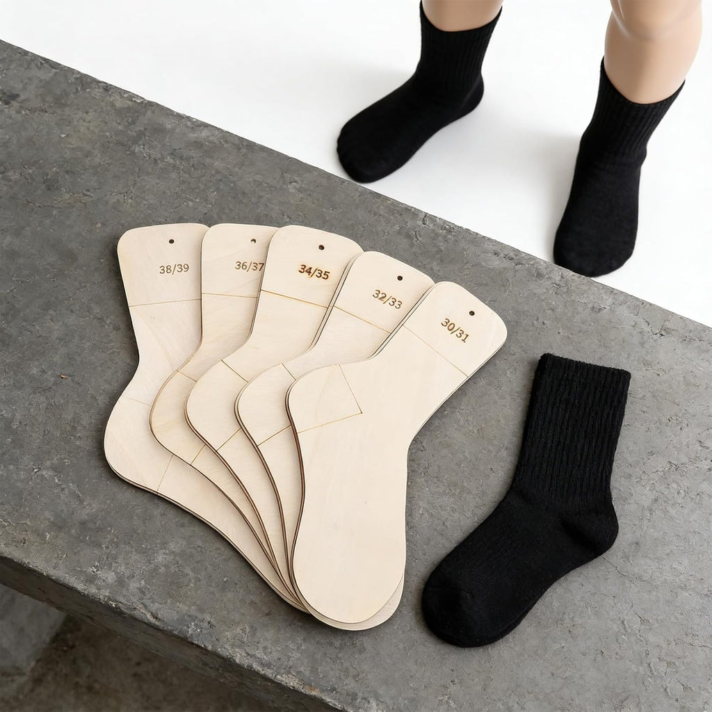 Wooden Sock Blocker Set for Knitting, 10pcs, Size 30-39